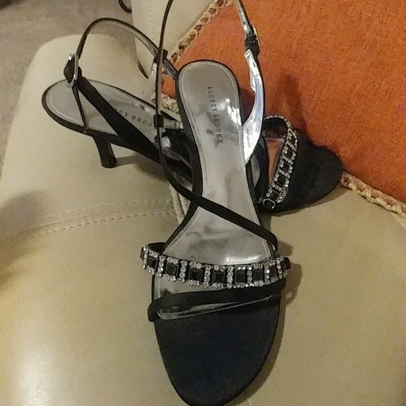 Audrey Brooke Shoes - Satin and rhinestone strappy shoe. NWOT